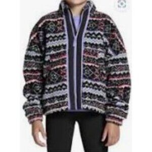 DSG Crozy Fleece Size XL Full Zip Funky Fair Isle Multi Colored Pockets NWT $55.